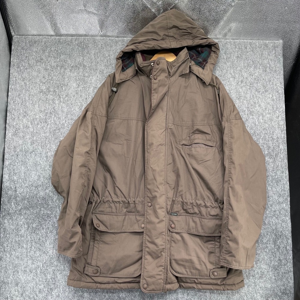 Haggar Jacket Mens XL Outdoor Life Alpine Parka Brown Plaid Lined Winter Vintage
